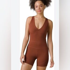NWOT PrAna X Sorel Wandering Soul Shortie Orange & Black Romper Singlet Size: S